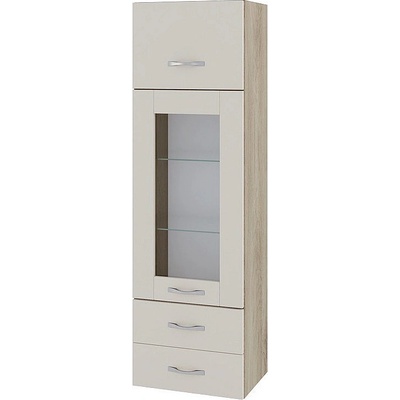 ИРИМ Колона над плот с витрина хоризонтална врата и две чекмеджета Сити АРС-101 дъб сонома арвен / сатен 40 см