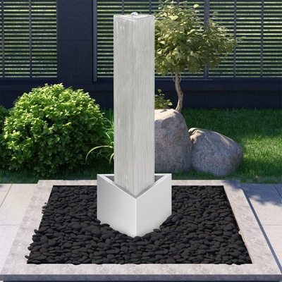 Zahradní fontána stříbrná 37,7 x 32,6 x 110 cm nerezová ocel – Zboží Dáma