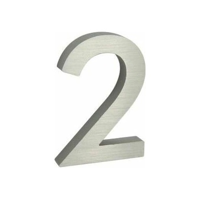 Hliníkové číslo v 3D provedení s broušeným povrchem, znak "2", stříbrné