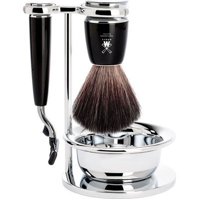 Mühle set Rytmo stojánek, miska, strojek s Mach 3 hlavicí, štětka Black Fibre černá pryskyřice