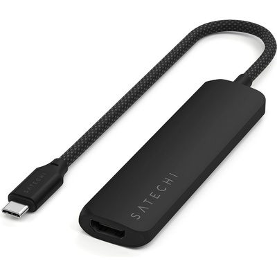 Satechi 4-in-1 USB-C Aluminum Slim Multiport Adapter 4K - мултифункционален хъб за свързване на допълнителна периферия за компютри с USB-C (черен)