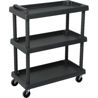 vidaXL 3-етажна количка за инструменти за гараж черна 75x37, 5x92 см PP (151828)