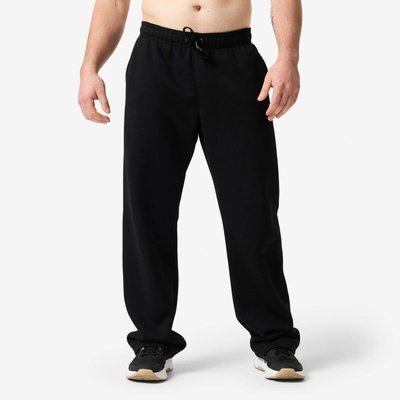 Domyos Pánské bavlněné rovné tepláky na jogging černá