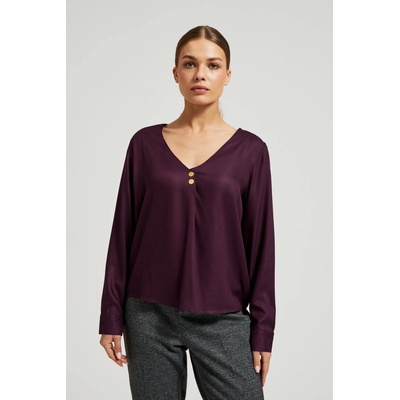 Moodo Лилава риза с V-образно деколте и декоративни копчета Moodo Moodo | Lilav | ЖЕНИ | XXL