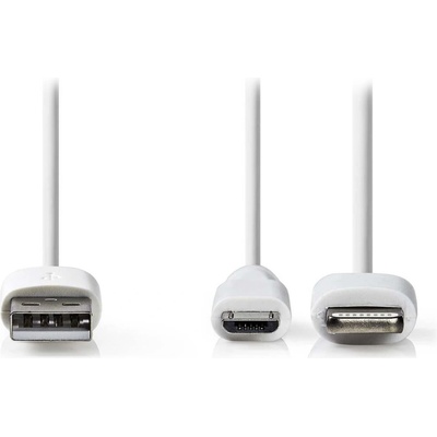 Nedis CCGP39400WT10 USB A Zástrčka - Micro B Zástrčka / Apple Lightning 8-pin