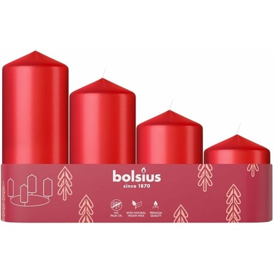 Bolsius Pillar Advent Vianoce 60 / 80 / 100 / 120 x 48 mm 4 ks