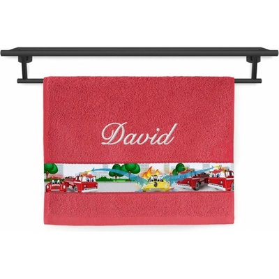 Povlečení Plus ručník se jménem na přání 30 x 50 cm hasiči červený