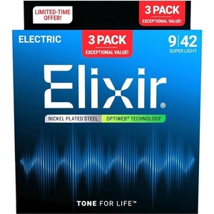 Elixir 16571 Optiweb 9-42 3-Pack Струни за електрическа китара