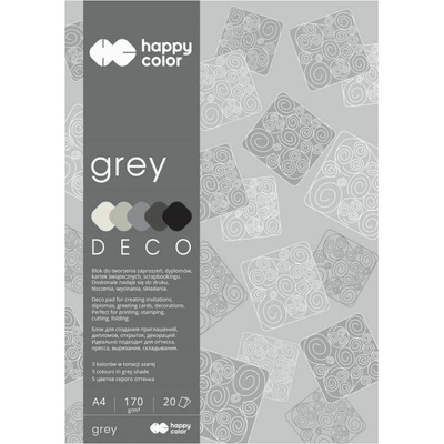Happy Color Sada jednobarevných papírů Deco grey 20 ks 170 g/m2 A4