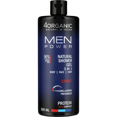 4Organic Men Power prírodný sprchový gél 3v1 pre mužov 500 ml