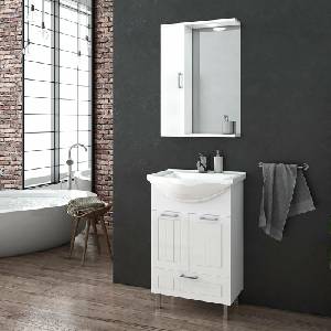 Drop Ritmo бял шкаф с огледало за окачване 1 врата 48 см ляв (5KRTL50WH)