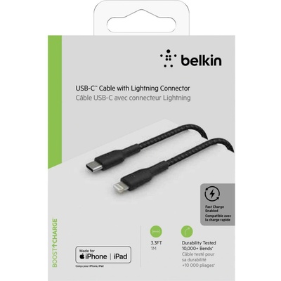 Belkin CAA004bt1MBK oplétaný USB-C - Lightning, 1m