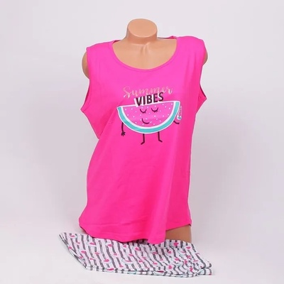 Макси пижама в цикламен цвят с райе и диня