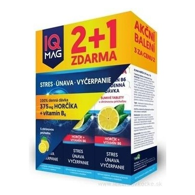 IQ Mag hořčík 375 mg + B6 šumivé tablety 20 ks 2+1