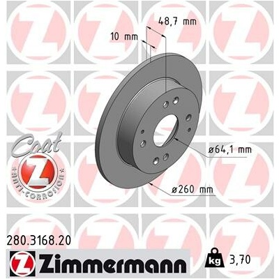 Brzdový kotúč ZIMMERMANN 280.3168.20 (280316820)