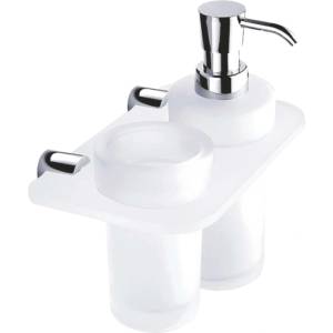 Nimco Bormo - Двоен дозатор и стъклен държач, хром BR X3-5831W-26 (BR X3-5831W-26)