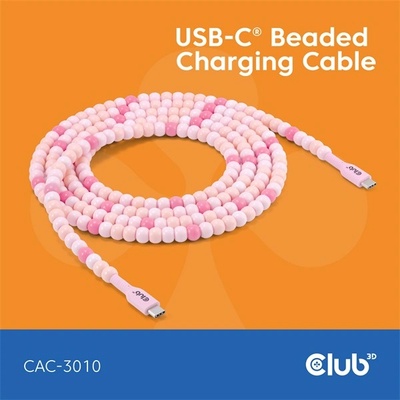 Club 3D Кабел Club 3D - CAC-3010 (USB-C, PD 240W, 20Gbps, 4K60Hz, розов, M/M, 2 m) (CAC-3010)
