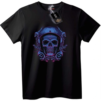 NOONEBRAND Тениска Череп с мотористки шлем - L, Black