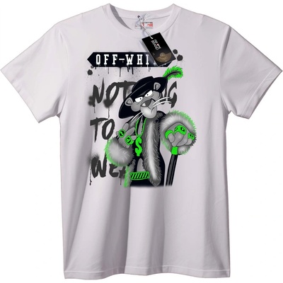 NOONEBRAND Тениска Off-White Стрийтвеар с Плъх - XL, White