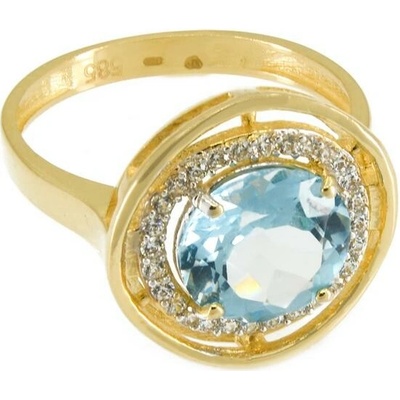 sZlato.cz 3357 Zlatý dámský prsten s modrým a bílými zirkony