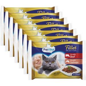 PreVital Fillet Selection Консерва говеждо/сьомга в сос 28 x 85 г