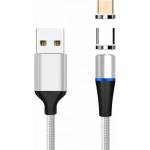 PremiumCord Magnetic Micro USB and USB-C Cable for Charging and Data Transmission, 1m, Silver