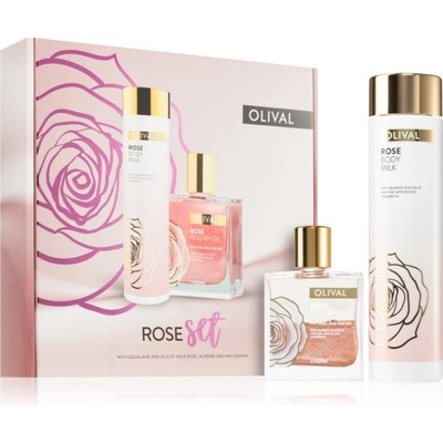 Olival Rose hydratační tělové mléko 200 ml + olej se třpytkami na obličej, tělo a vlasy 50 ml dárková sada