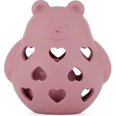 PETITE&MARS Hračka silikonová s chrastítkem Bear Basil Dusty Rose