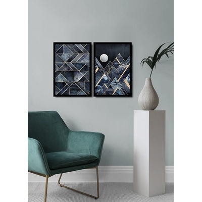 ASIR Obraz na MDF s rámem 2ks ZIMNÍ VITRÁŽ, HORY A ÚPLNĚK 36 x 51 cm