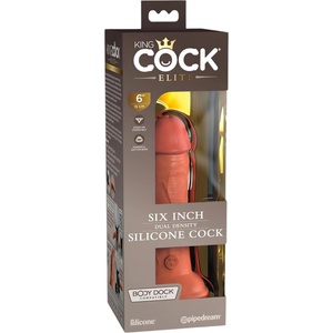 King Cock Elite 6 - реалистично дилдо с вакуумна основа - тъмно, 15 см
