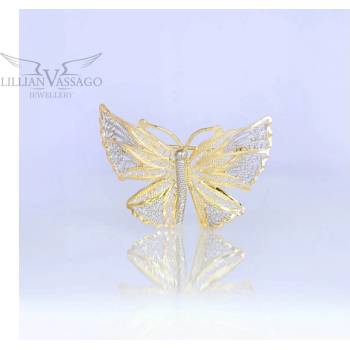 Lillian Vassago brošňa motýľ z kombinovaného zlata LLV22-GBR003