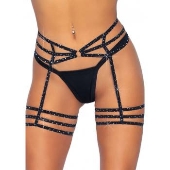 Image 1 of Leg Avenue Rhinestone Garter Strapps 81634 Black