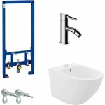 GROHE Комплект монтажна рамка Grohe Rapid SL, бяло стенно биде Rea Carlo и хромиран смесител за биде Omnires Y (38553001+5902557330355+Y1220STCR+3855800M)
