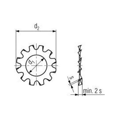 podložka M5 pr. 5.3x10x0.6 A2 NEREZ vějířová vnější ozubení DIN 6797A [1 ks] – Sleviste.cz