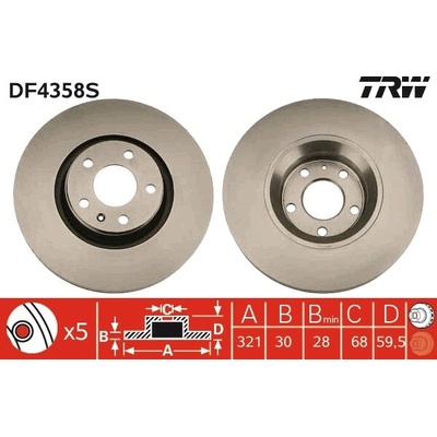 Brzdový kotúč TRW DF4358S