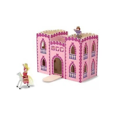 Melissa & Doug Дървен комплект за игра Melissa and Doug, Замък с принцеса, 34.1 х 26.4 х 20 см, 10 части, Розов, 13708