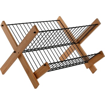 Item international Сушилник за съдове, бамбук и метал, сгъваем 40х38х6см (1643)