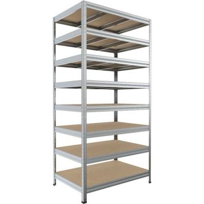 Biedrax Regál do sklepa 45 x 120 x 270 cm, pozink, 8 polic MDF, nosnost 200 kg na polici