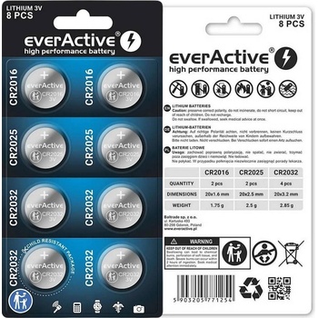 everActive CR2016/CR2025/CR2032 8ks CRMIX8BL