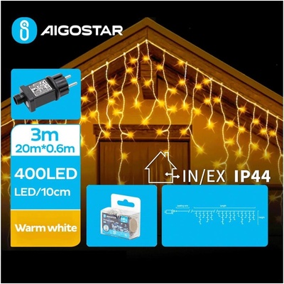 B.V. Aigostar LED Vonkajšia vianočná reťaz 400xLED/8 funkcií 23x0,6m IP44 teplá biela AI1410