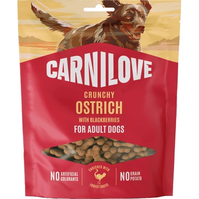 CARNILOVE Crunchy pre dospelých psov pštros s ostružinami 200 g