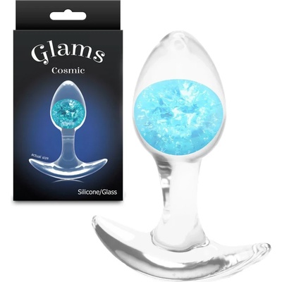 Анален плъг с бляскаво стъклено ядро, 8, 1см. - Cosmic Glams Small Blue (NSTOYS1243)