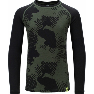 Bula Jr Freeride Merino Wool čierna tmavo zelená