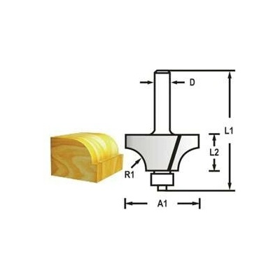 Zaoblovací fréza s ložiskem stopka 6mm, 22,2x12,7x53mm, Makita D-48468