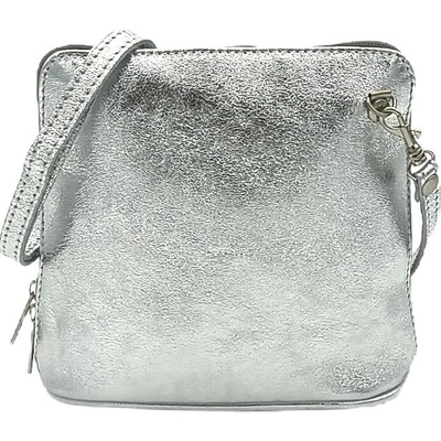 Dámská kožená crossbody kabelka Borse Design 10-53 stříbrná