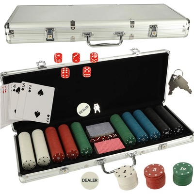 Creative Corner Pokerová sada v kufříku 500 žetonů 2 balíčky karet – Zboží Dáma