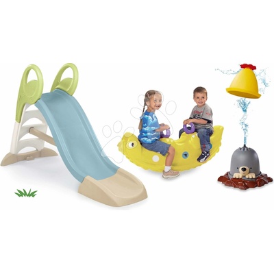 Smoby Set šmykľavka s vodnou hrou a hojdačka dinosaurus Toboggan GM Slide Life dĺžka šmyku 150 cm a vodná hra Krtko