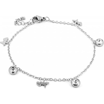 BRUNOshop.cz Náramek KŘIVKA EKG se SRDÍČKEM s kamínky S3655