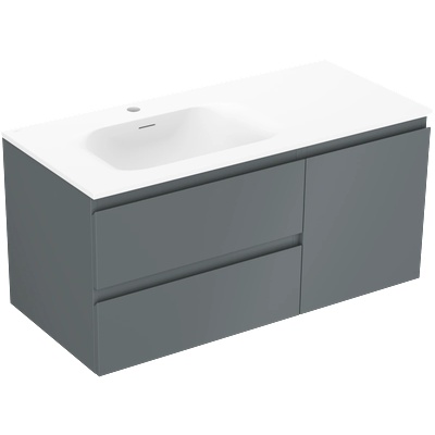 Mexen Orio шкаф за баня 100 см с мивка Vela лява, 2S, 1D, графит мат/бял мат (91A13-10047-3-BBFFF66-W23L01)