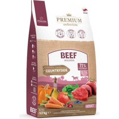 POKUSA Premium Selection Countryside - храна за пораснали кучета от всички породи, хипоалергенна формула, без зърно, с говеждо, 12 кг - Полша